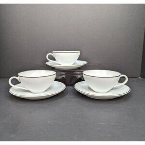 Royal M by Mitashoten Japan Platinum Knight M109 Cup and Saucer Set Lot of 3